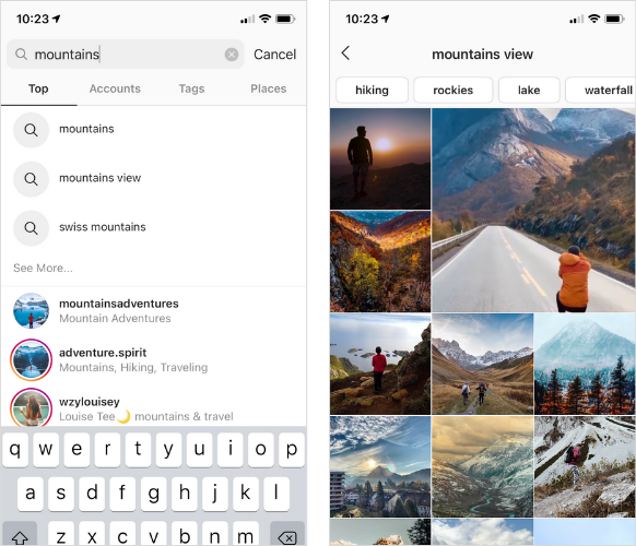 Searching Instagram feeds by keywords