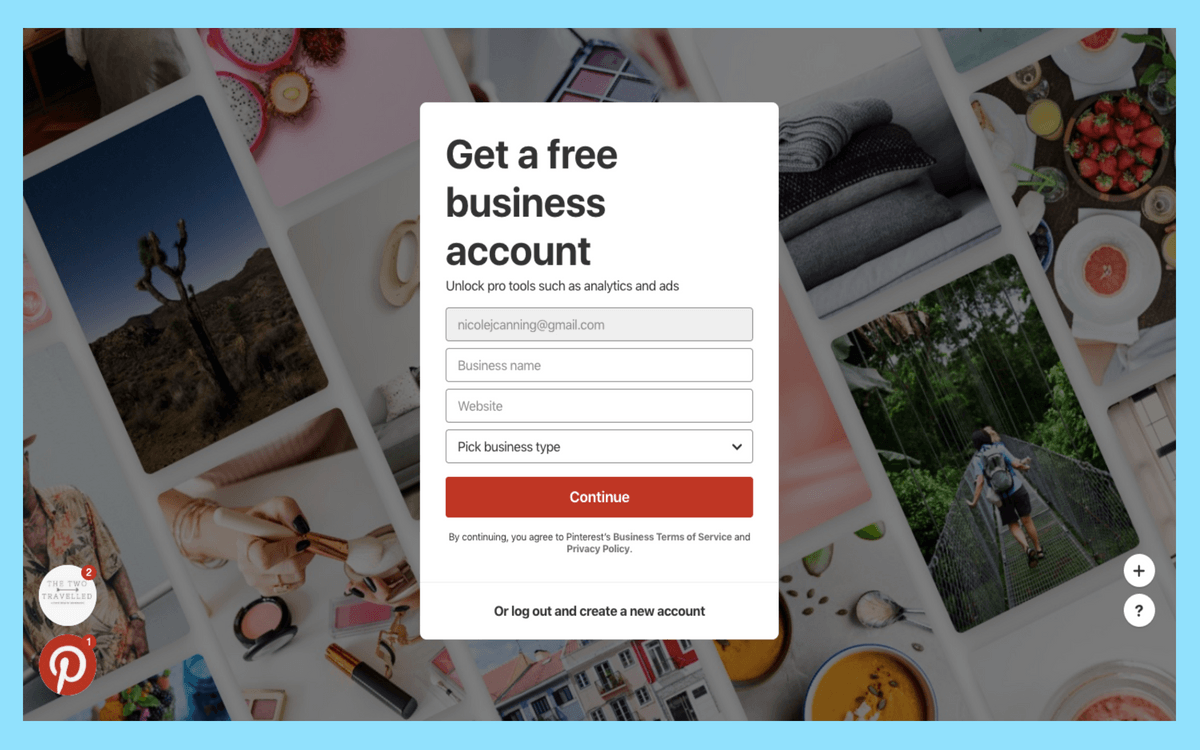Pinterest for Business and click Join as a Business