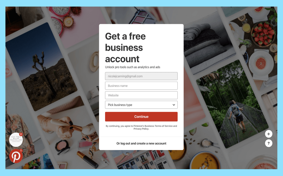  Pinterest for Business and click Join as a Business