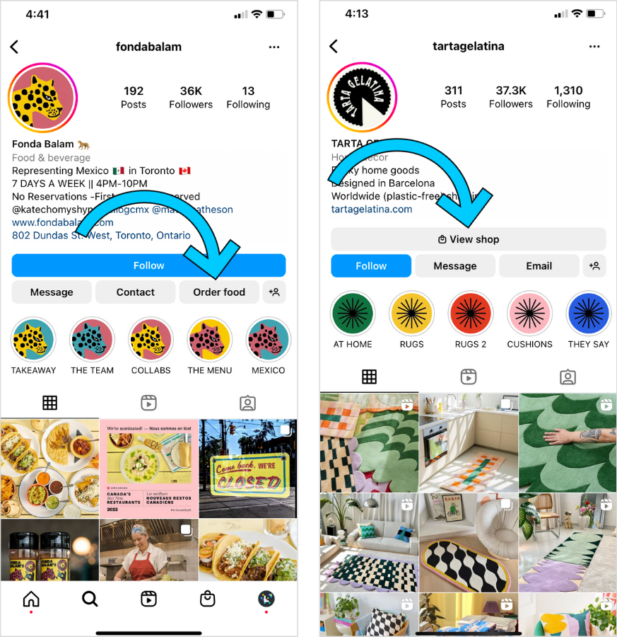 Mobile view of Instagram bio profile: Fonda Balam, Tarta Gelatina