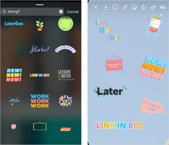 Create branded Instagram Stories GIFs to help businesses, with fun stickers.