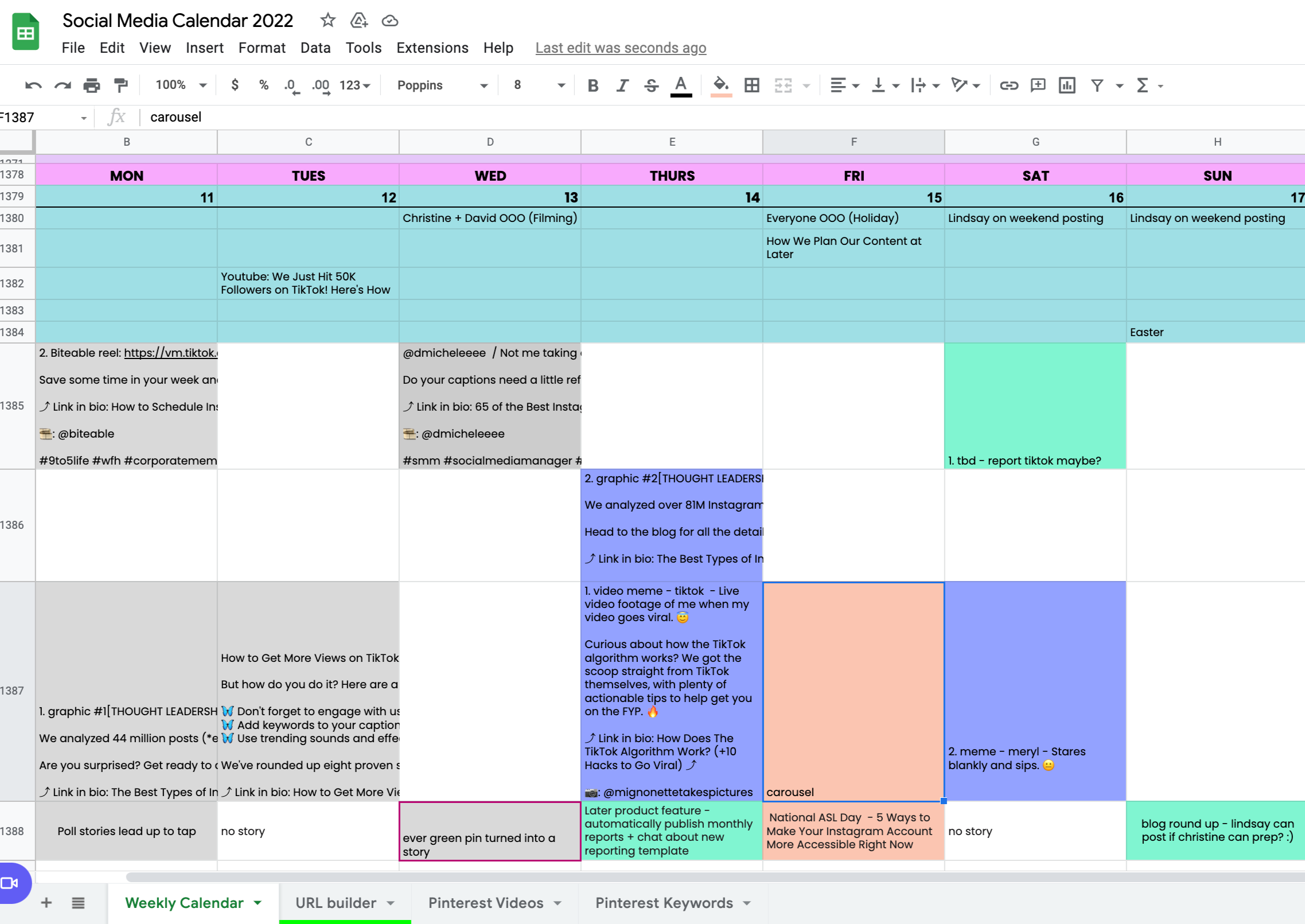 laters social media planning calendar