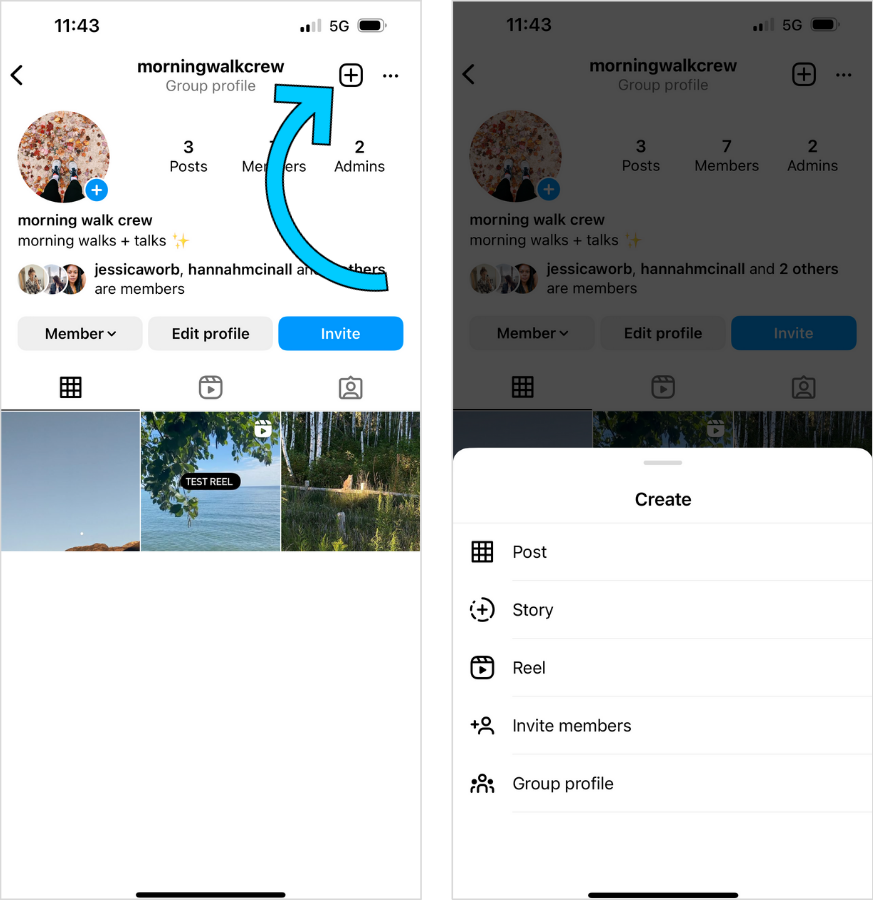 how to create a group profile post on instagram