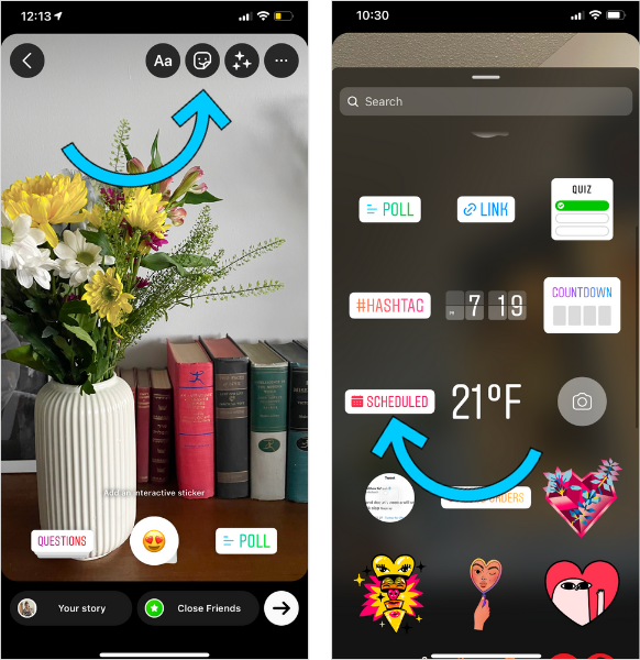 add schedule sticker to instagram stories