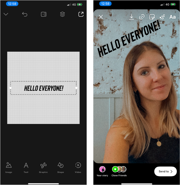 how to add text to photos in instagram