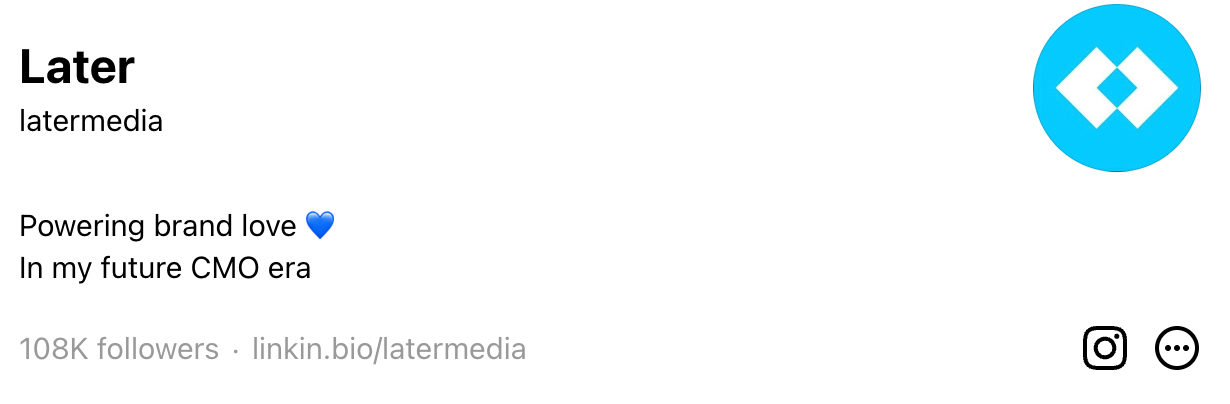 Later's threads bio reads powering brand love, in my future CMO era