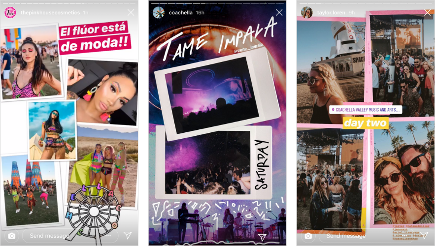 The millennial power brand Revolve collaborated with the StoryLuxe app to create special collage templates for Coachella that were a hit with both brands and attendees.
