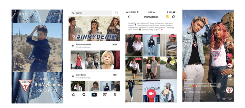 The #InMyDenim ad campaign included a brand takeover on the app welcome screen