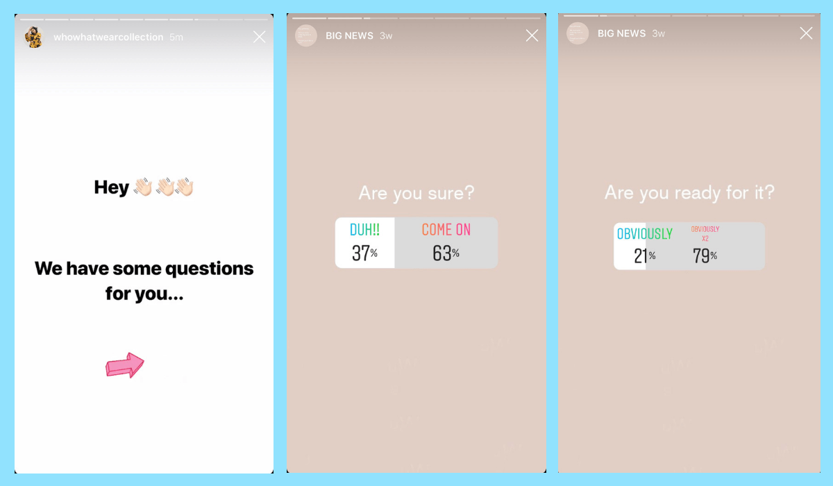 The Seattle-based activewear brand uses Instagram Stories polls to catch its viewer's attention.