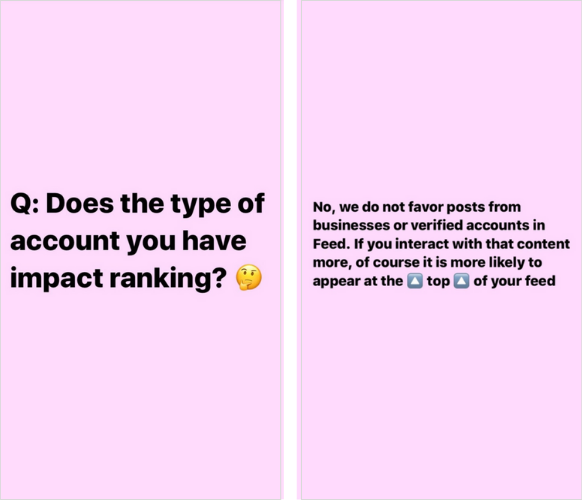 An Instagram story from Creators verifies that the Instagram algorithm doesnt favor posts from businesses