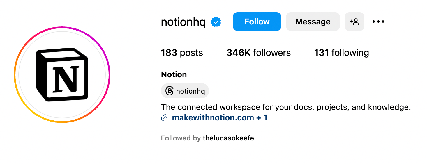 Notion Instagram Bio