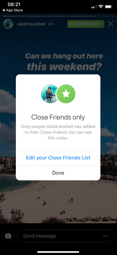 The new Close Friends feature allows you to create a group of followers that you can privately share Instagram Stories posts with.