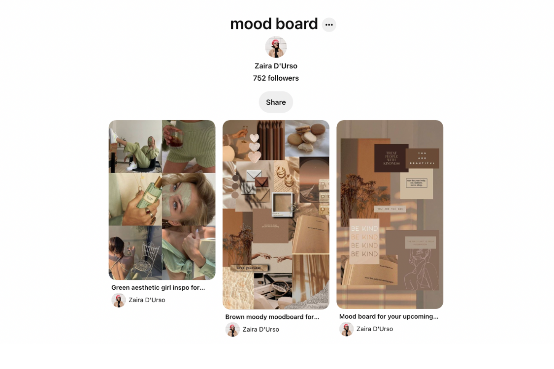 Instagram Aesthetic - moodboard example from Pinterest