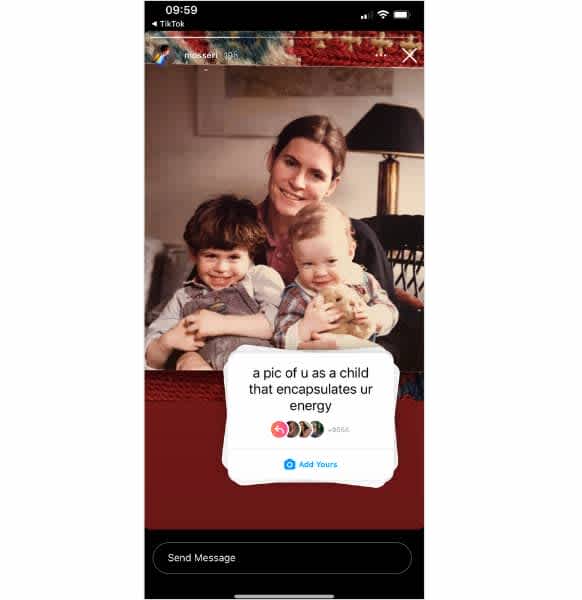 Adam Mosseris Instagram Story of a childhood photo