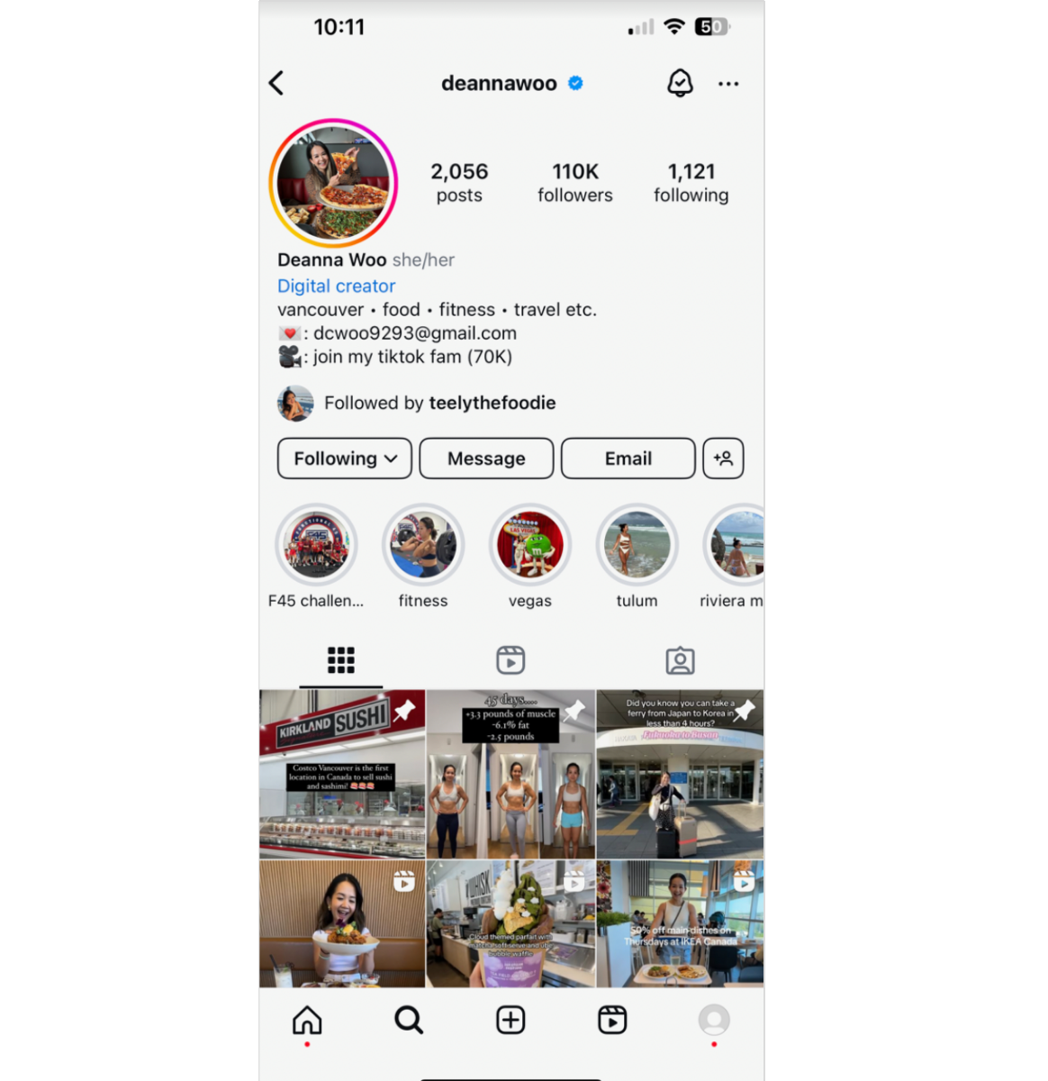 Instagram profile of Deanna Woo