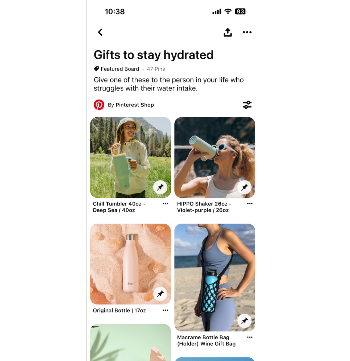 Shoppable pins in a Gifts to Stay Hydrated board on Pinterest