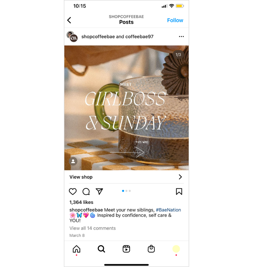 Instagram Collab post between Vivian and Coffee Bae