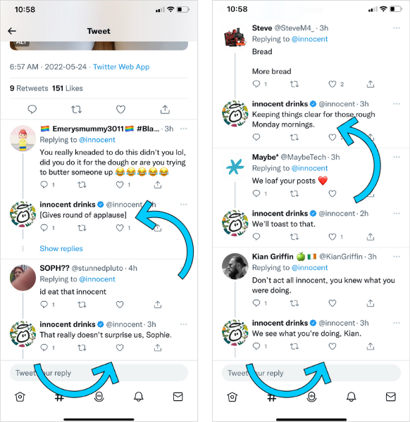 innocent drinks replies to tweets on Twitter