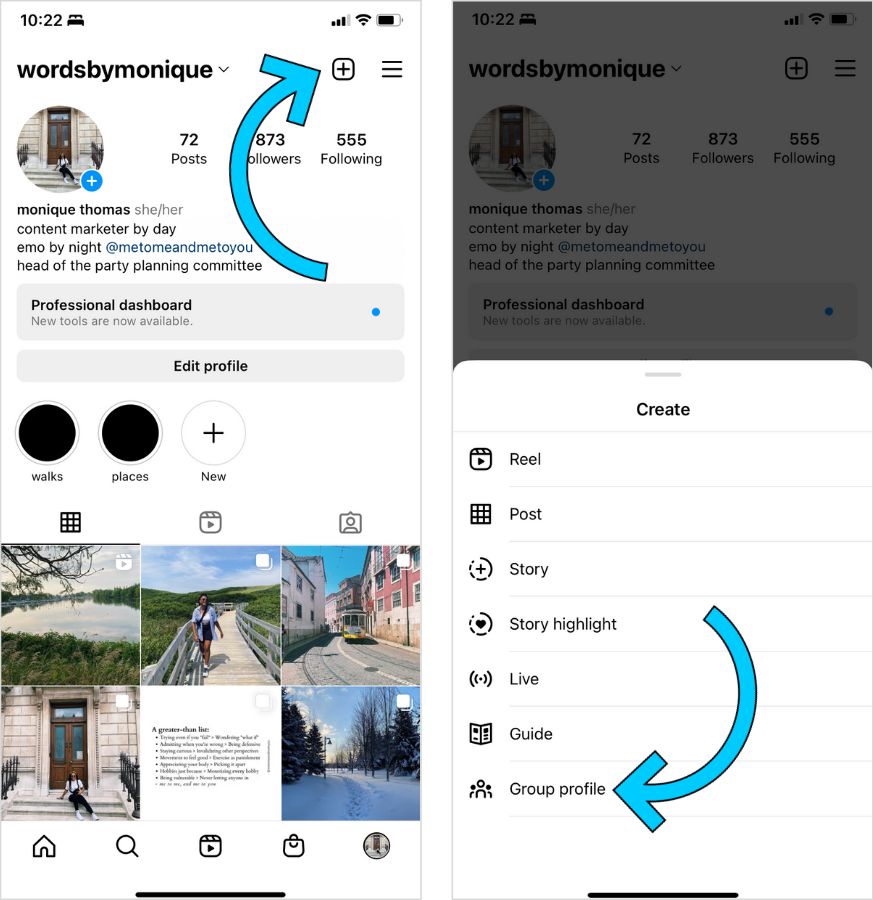 A step-by-step guide on how to access Instagram Group Profile feature within the app.
