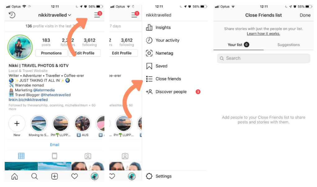 Creating a Close Friends List in Instagram Stories