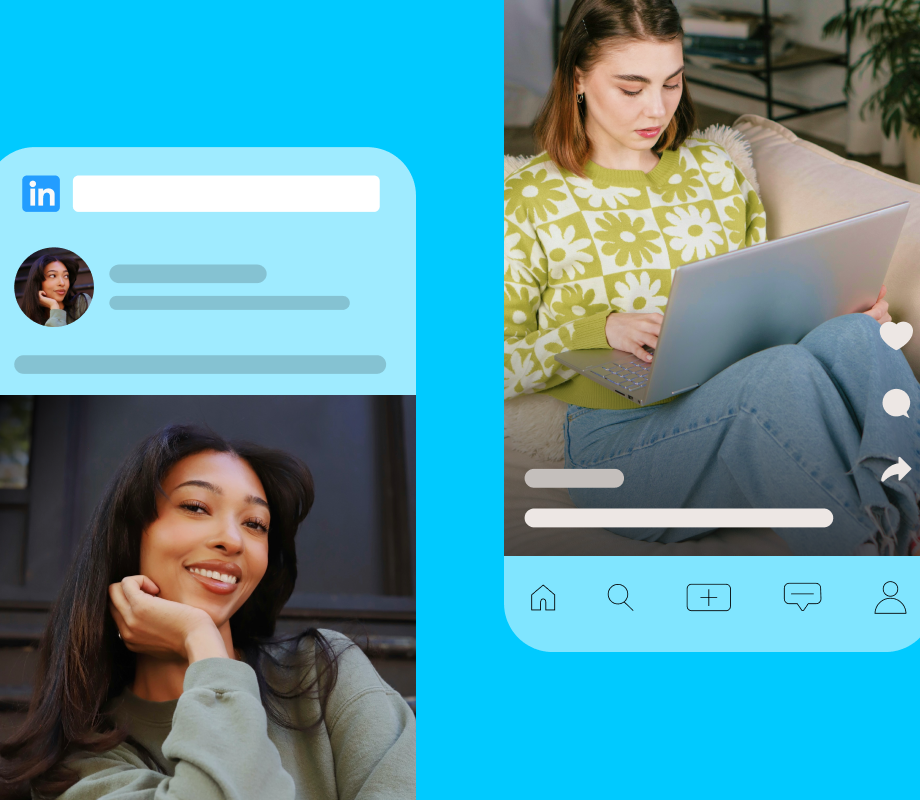 KOLs on linkedin and instagram with blue background