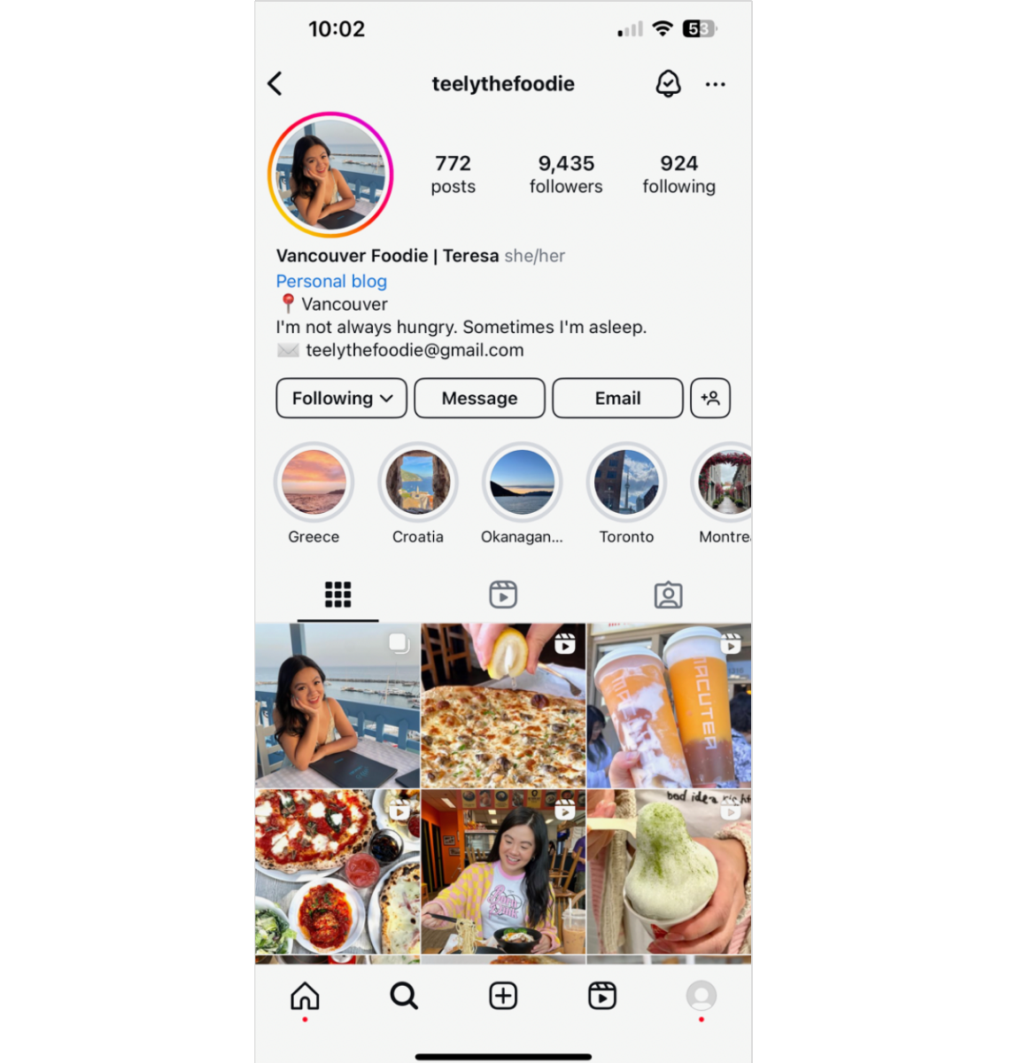 Micro influencer Teely the foodie