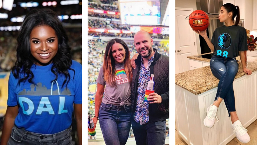 Influencer-generated content from Dallas Mavericks campaign — creators at the ball game and one creator holding a basketball