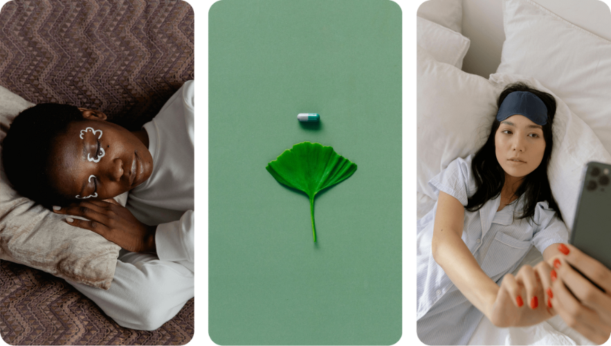 Images of people sleeping or about to sleep.