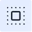 Black square icon framed by dots in a light purple square