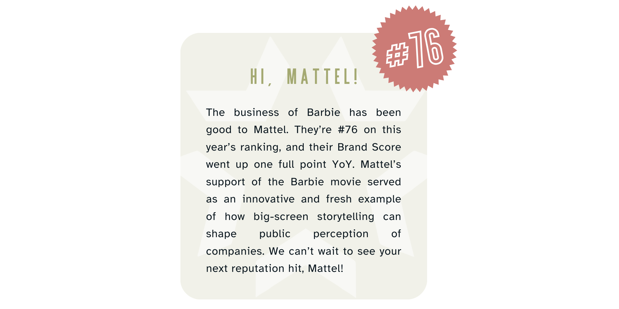 Mattel 2024 Brand Score Spotlight