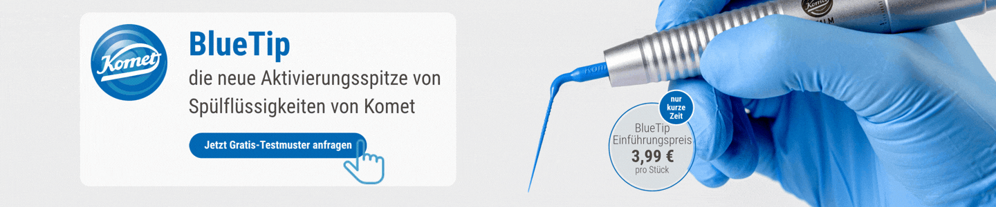 BlueTip die neue Aktivierungsspritze von Komet - Jetzt gratis Testmuster anfragen