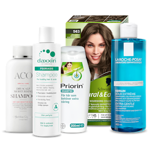 Hårvårdsprodukter från ACO, Daxxin, Priorin, La Roche-Posay och Schwarzkopf.