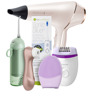 Utvalda skönhets- och vårdverktyg från Remington, Foreo, Philips, Beconfident och andra varumärken.