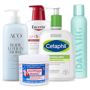 Hudvårdsprodukter för kroppen från ACO, Eucerin, Cetaphil, IDA WARG och Egyptian Magic.