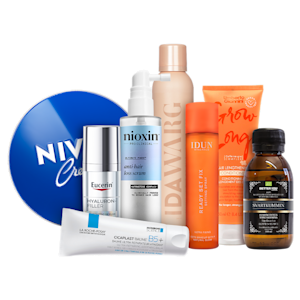 Populära hud- och hårvårdsprodukter från Nivea, Eucerin, Ida Warg, Nioxin, Umberto Giannini, La Roche-Posay, IDUN Minerals och Better You.