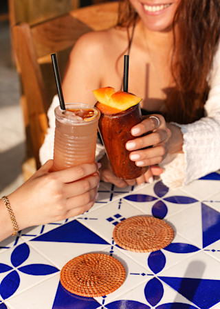 Laguna Beach Couple with drinks shot