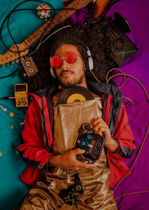 Guy listening to music