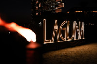 Laguna Beach Taverna & Lounge night shot in Palm Jumeirah