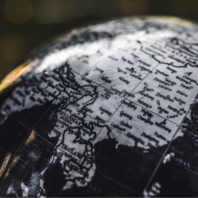 Small globe with countries marked on it