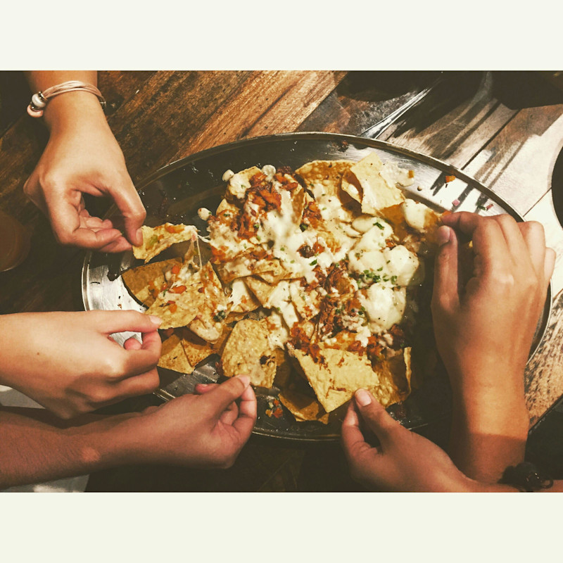 Nachos covered in toppings
