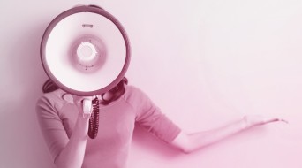 Woman holding a megaphone