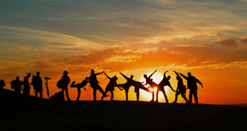 Group of friends on a mountain