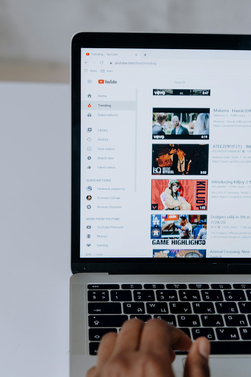 YouTube on a screen