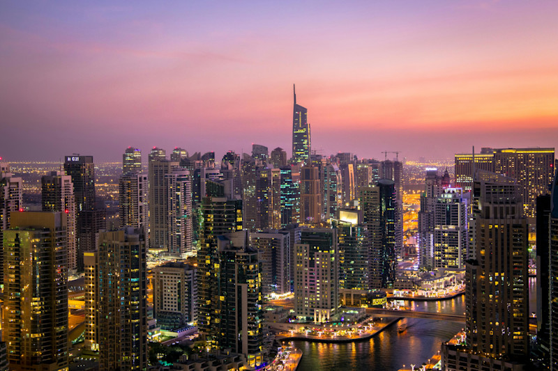 Dubai from above at night