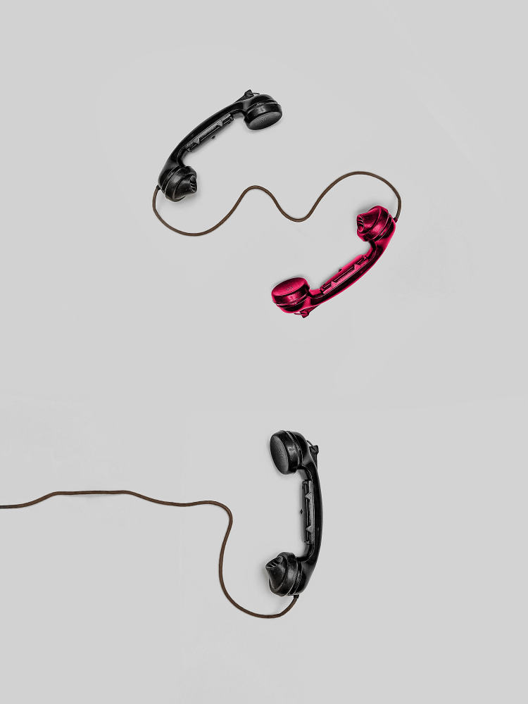 Black and Pink Corded Phones