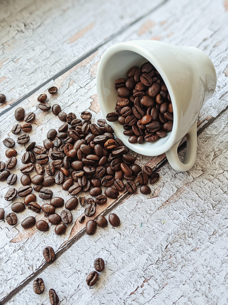 Spilled coffee beans