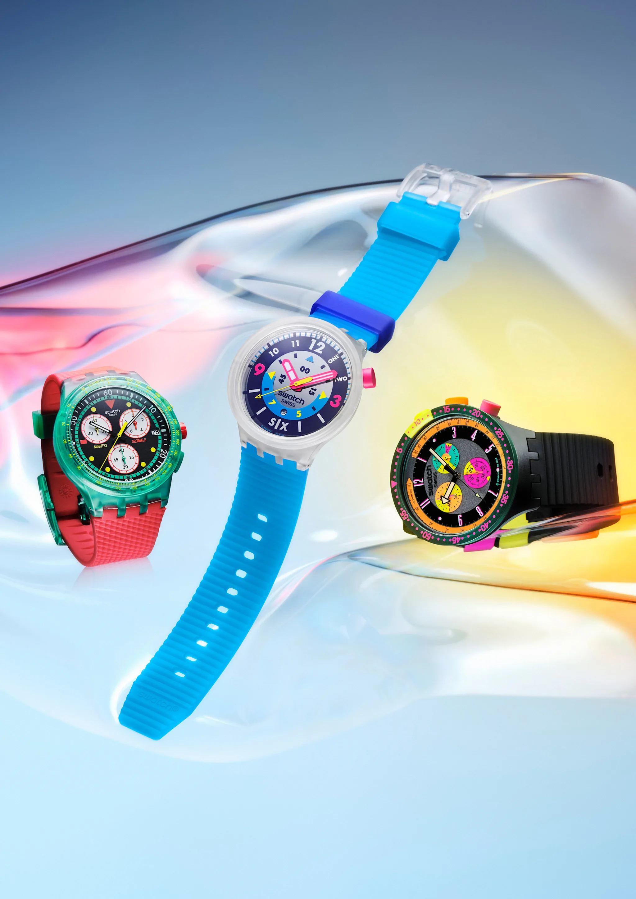 FLASHBACK IN STYLE: SIX ELECTRIFYING WATCHES CAPTURE THE NEON PULSE OF THE ’80s AND ’90s.