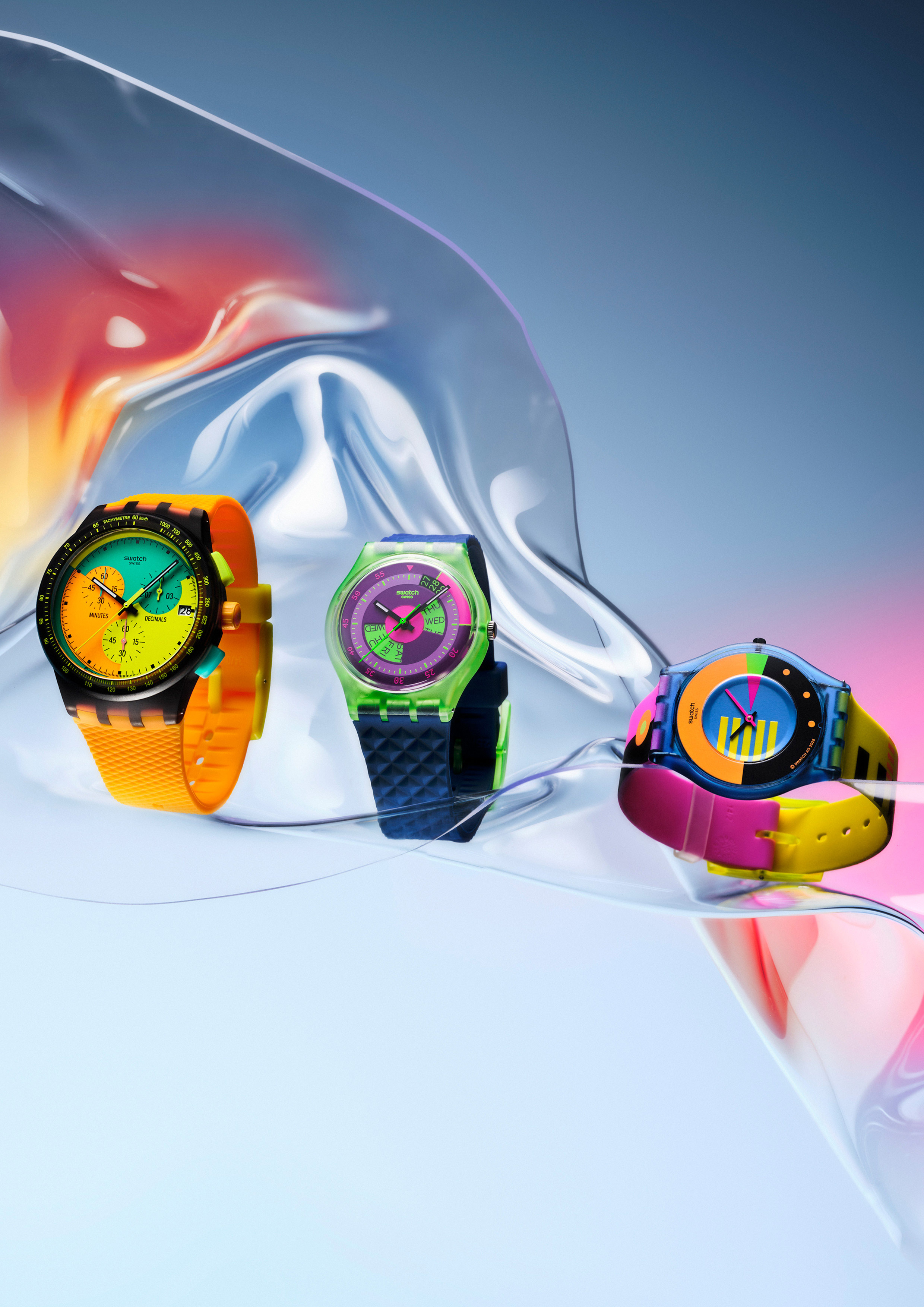 swatch - スウィッチ FLASHBACK IN STYLE: SIX ELECTRIFYING WATCHES CAPTURE THE