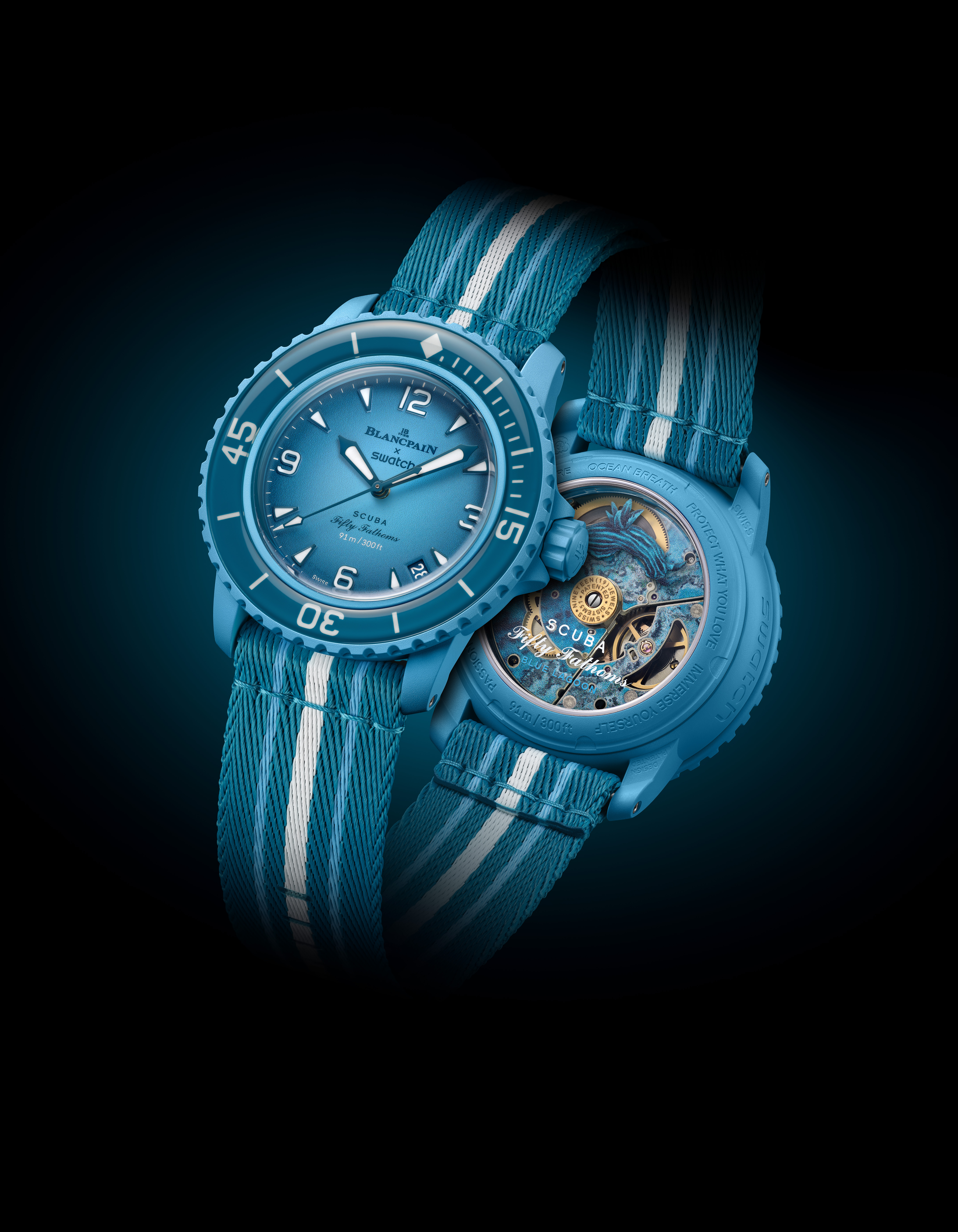 スウォッチ　ブランパン ブルーラグーン　試着のみ極美品 Bioceramic Scuba Fifty Fathomsコレクション – BLUE LAGOON