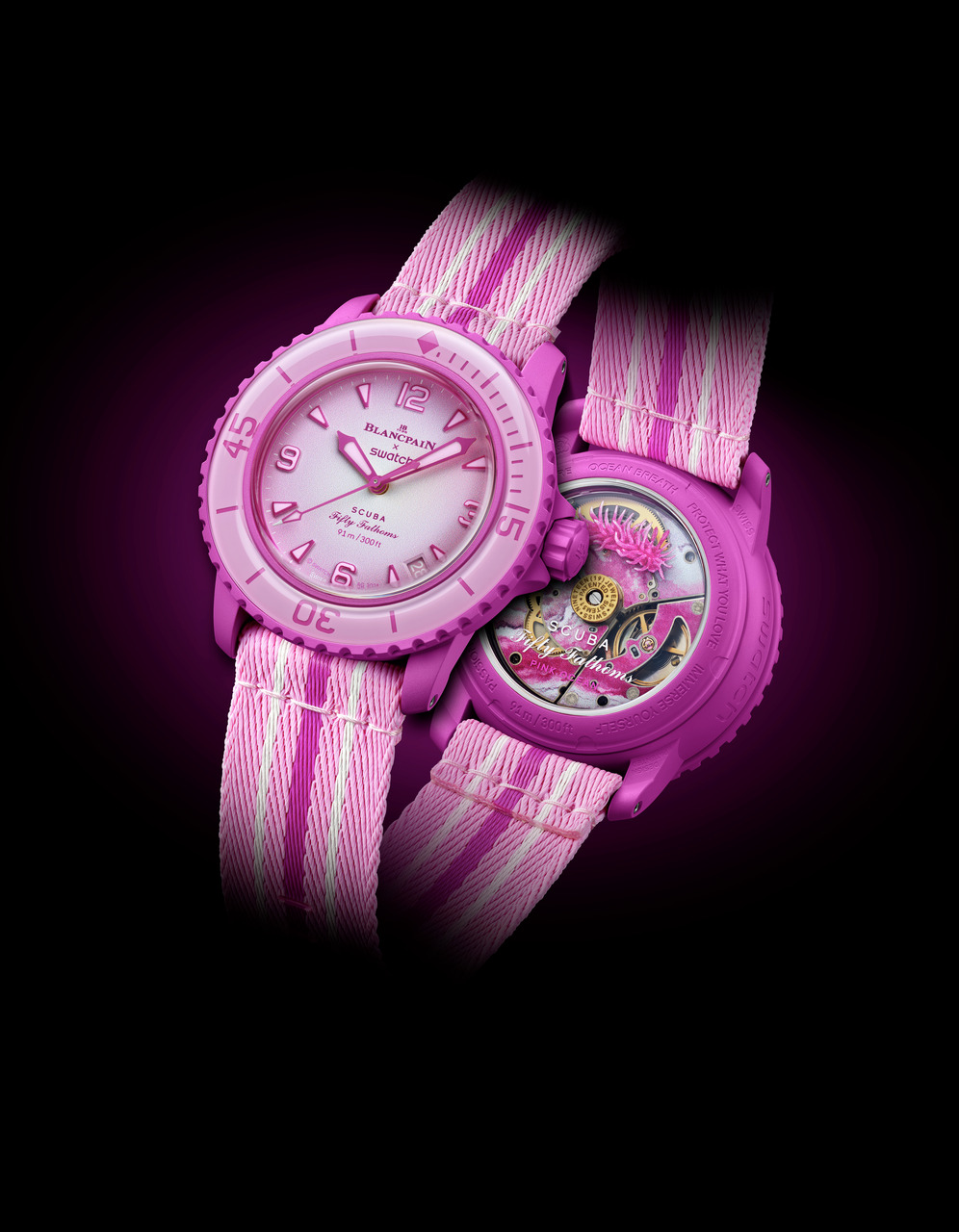 時計 swatch pink ocean PINK OCEAN: Bioceramic Scuba Fifty Fathoms Collection